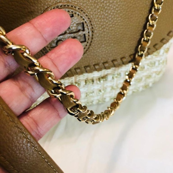 ❤️SOLD❤️Tory Burch Marion Woven Shimmery Shoulder Bag - Picture 3 of 15